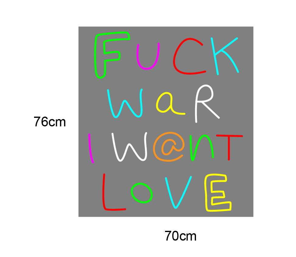 "FUCK WAR" Speil med Led Neonskilt.