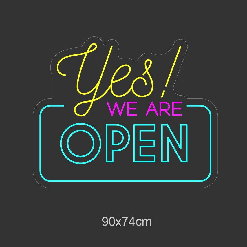 "Yes! WE ARE OPEN" Led Neonskilt - Bestilling!