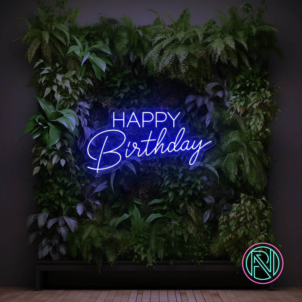 "Happy Birthday" Led neonskilt. Bestilling!
