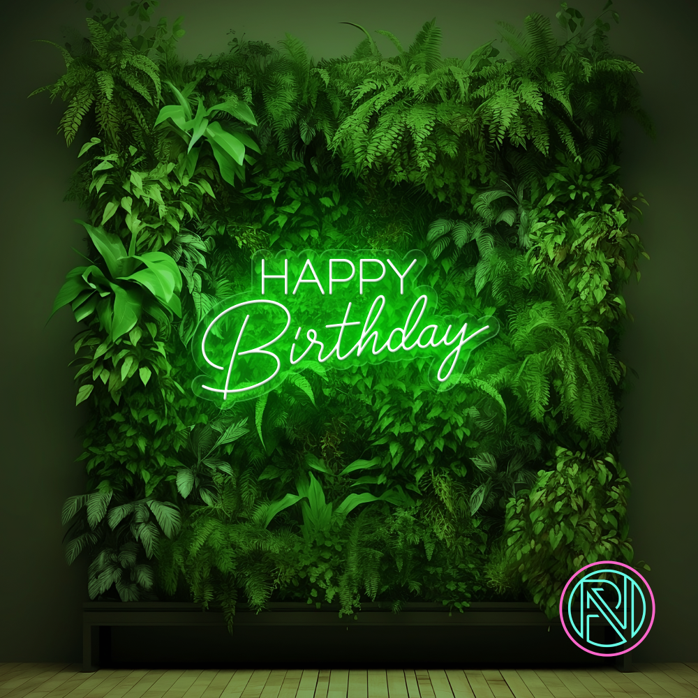 "Happy Birthday" Led neonskilt. Bestilling!