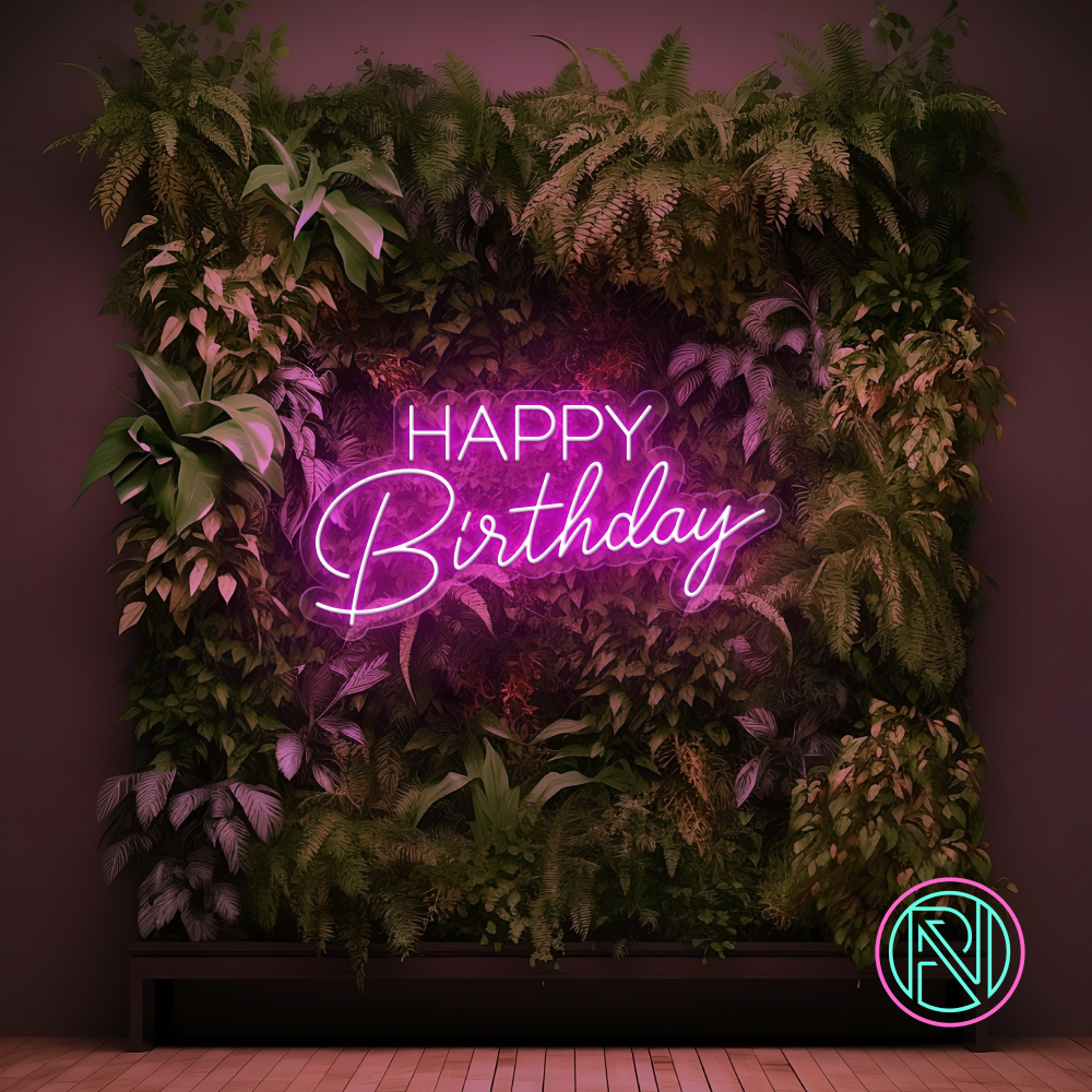 "Happy Birthday" Led neonskilt. Bestilling!