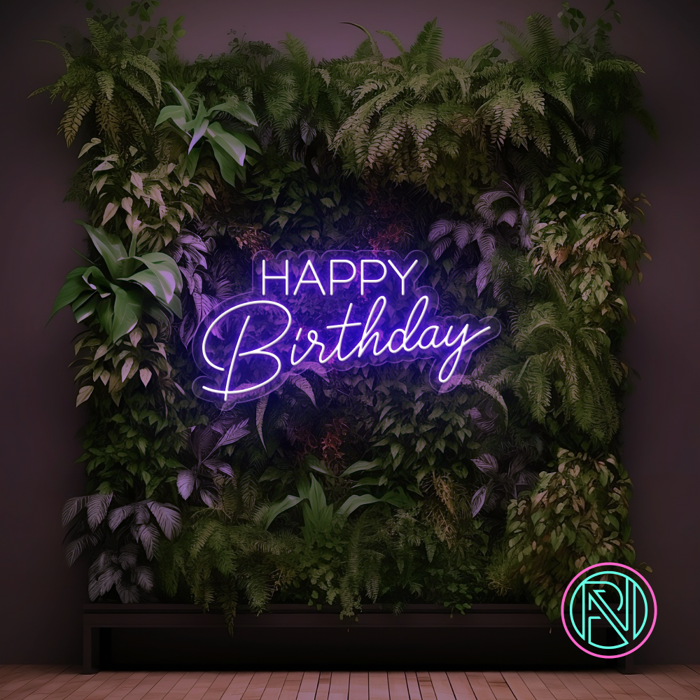 "Happy Birthday" Led neonskilt. Bestilling!