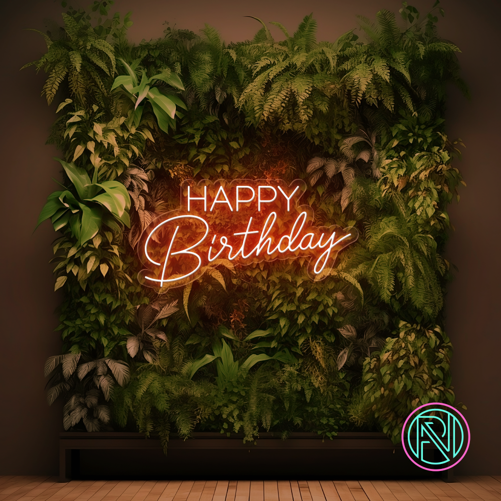 "Happy Birthday" Led neonskilt. Bestilling!