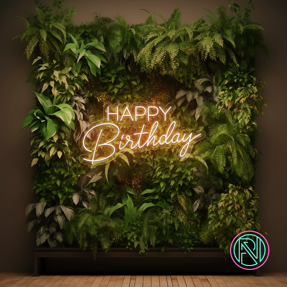 "Happy Birthday" Led neonskilt. Bestilling!