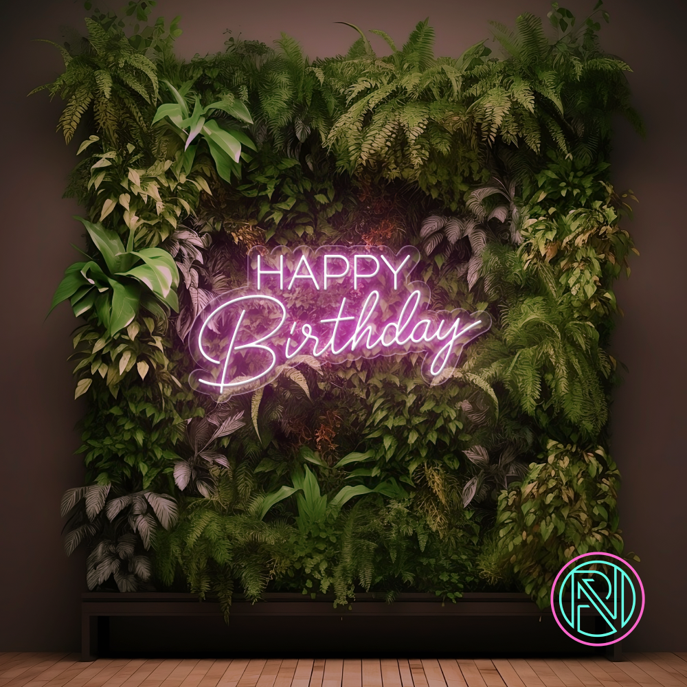 "Happy Birthday" Led neonskilt. Bestilling!