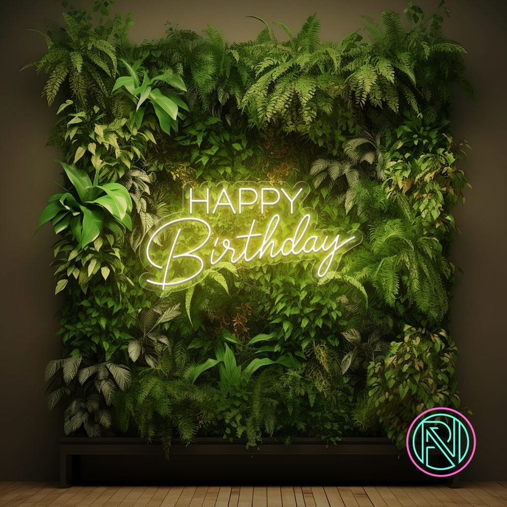 "Happy Birthday" Led neonskilt. Bestilling!