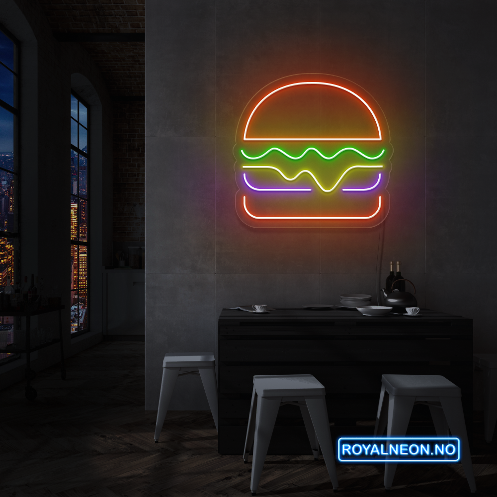 (HAMBURGER) LED NEONSKILT.Bestilling!