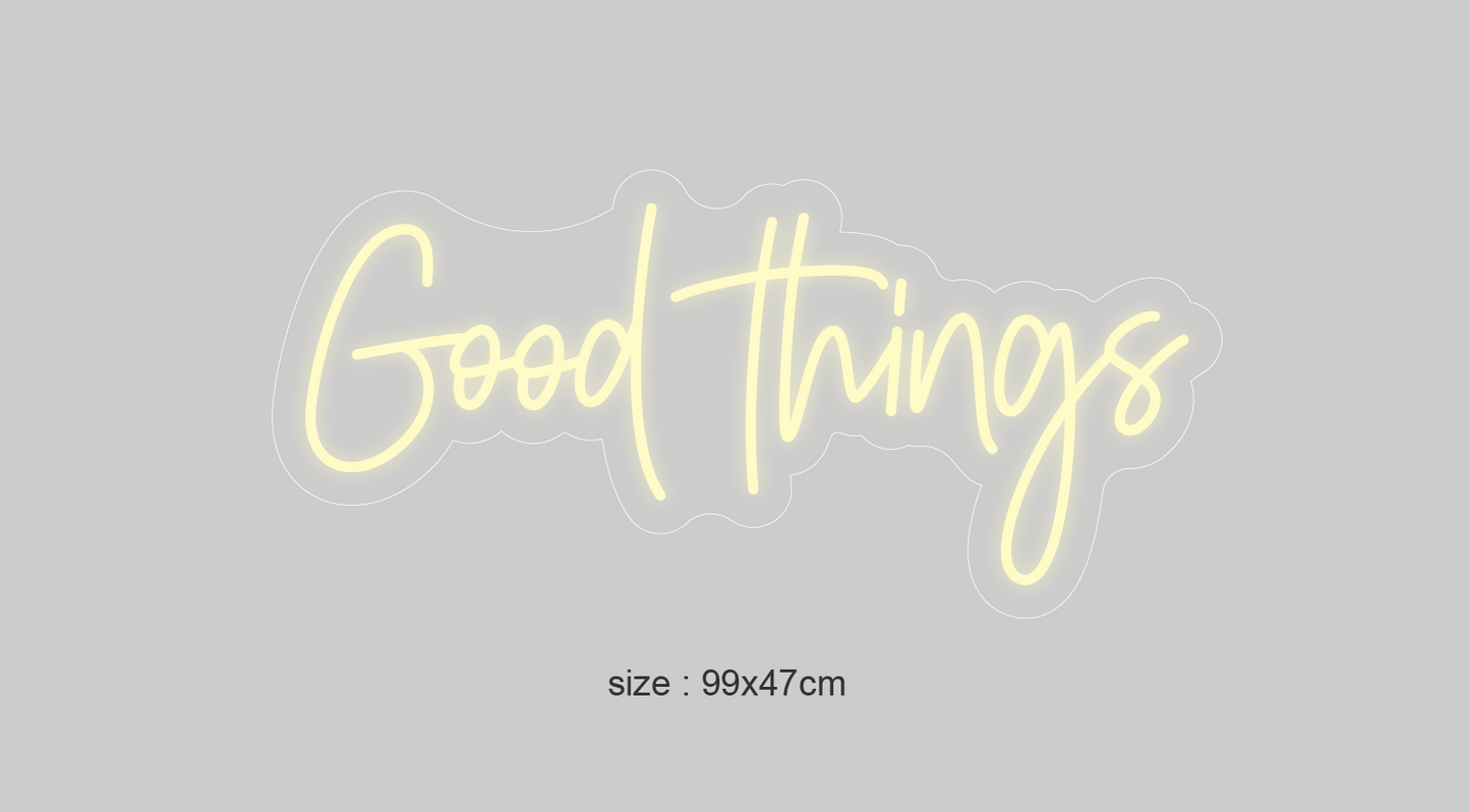 Neonskilt "Good Things" 99x47 cm. Velg ønsket farge. Bestilling!