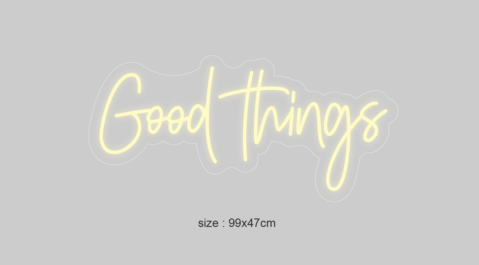 Neonskilt "Good Things" 99x47 cm. Velg ønsket farge. Bestilling!