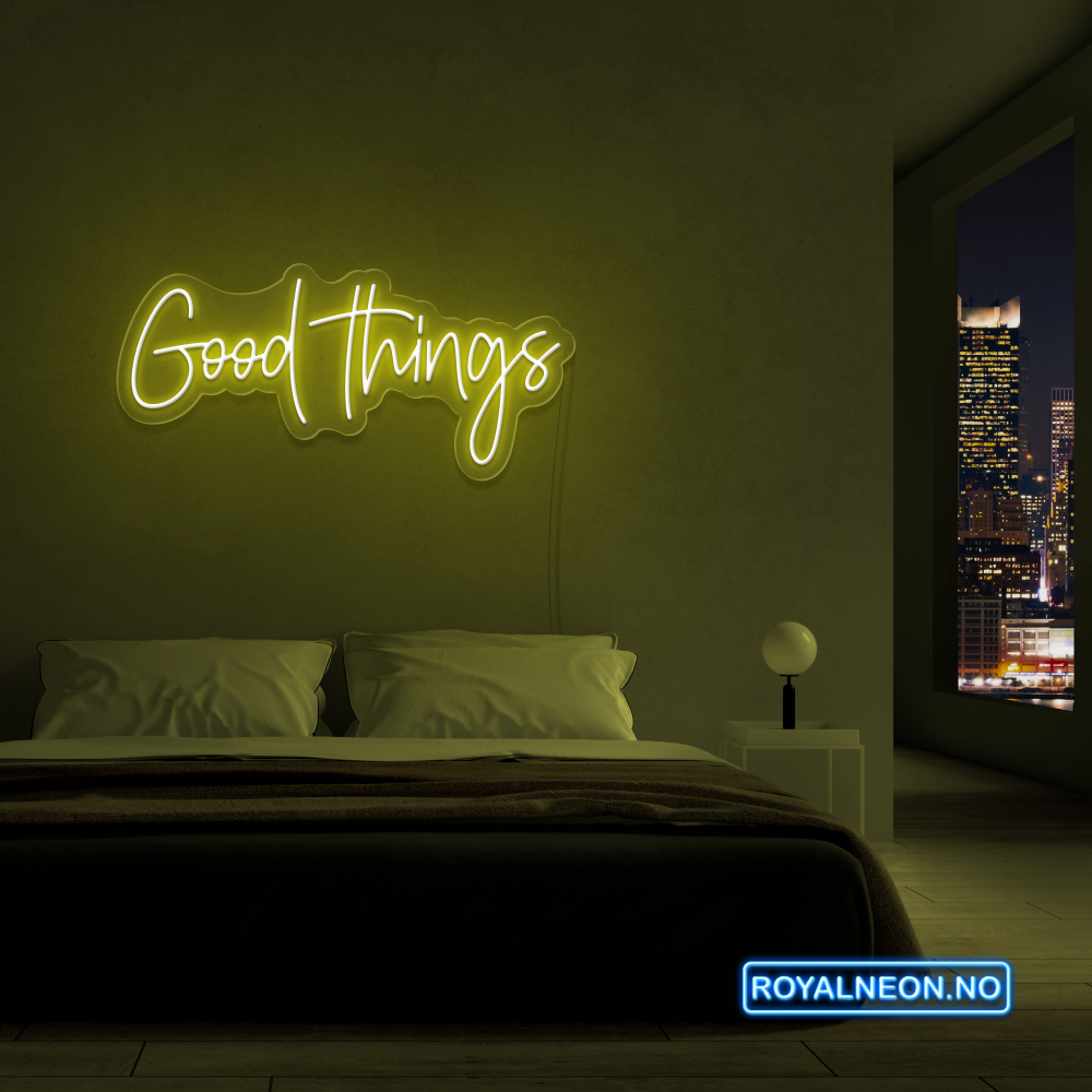 Neonskilt "Good Things" 99x47 cm. Velg ønsket farge. Bestilling!