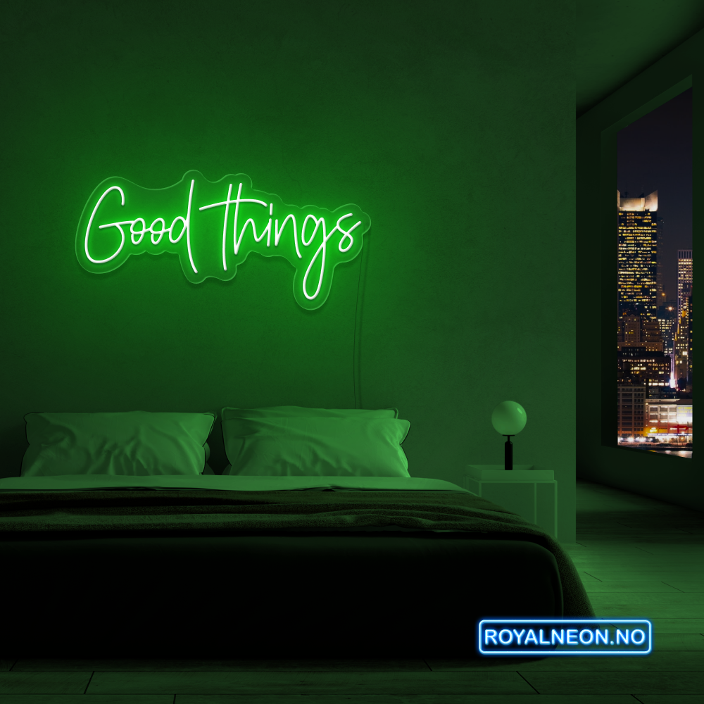 Neonskilt "Good Things" 99x47 cm. Velg ønsket farge. Bestilling!