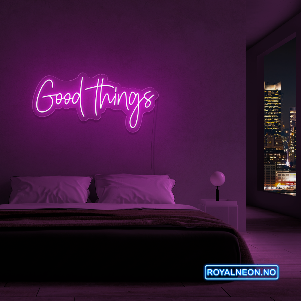 Neonskilt "Good Things" 99x47 cm. Velg ønsket farge. Bestilling!
