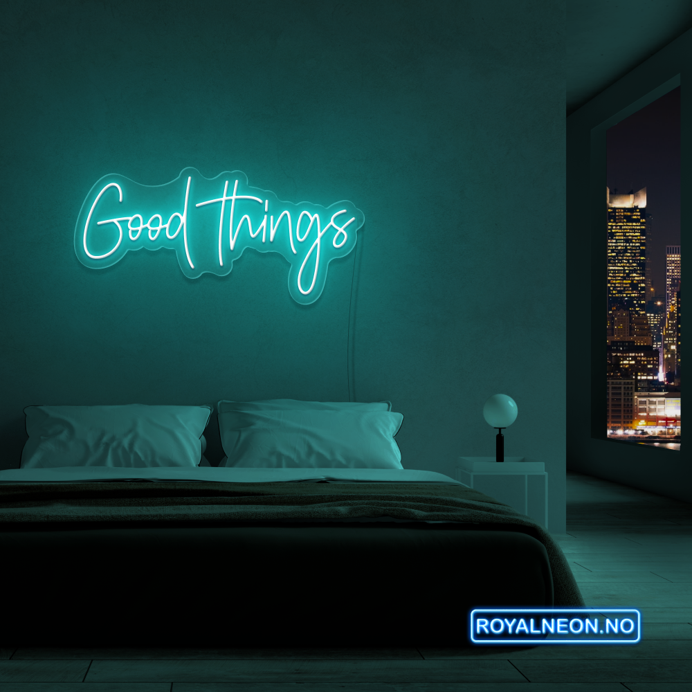 Neonskilt "Good Things" 99x47 cm. Velg ønsket farge. Bestilling!
