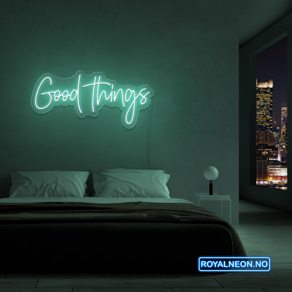 Neonskilt "Good Things" 99x47 cm. Velg ønsket farge. Bestilling!