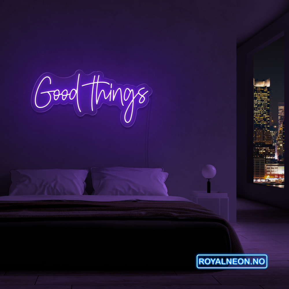 Neonskilt "Good Things" 99x47 cm. Velg ønsket farge. Bestilling!
