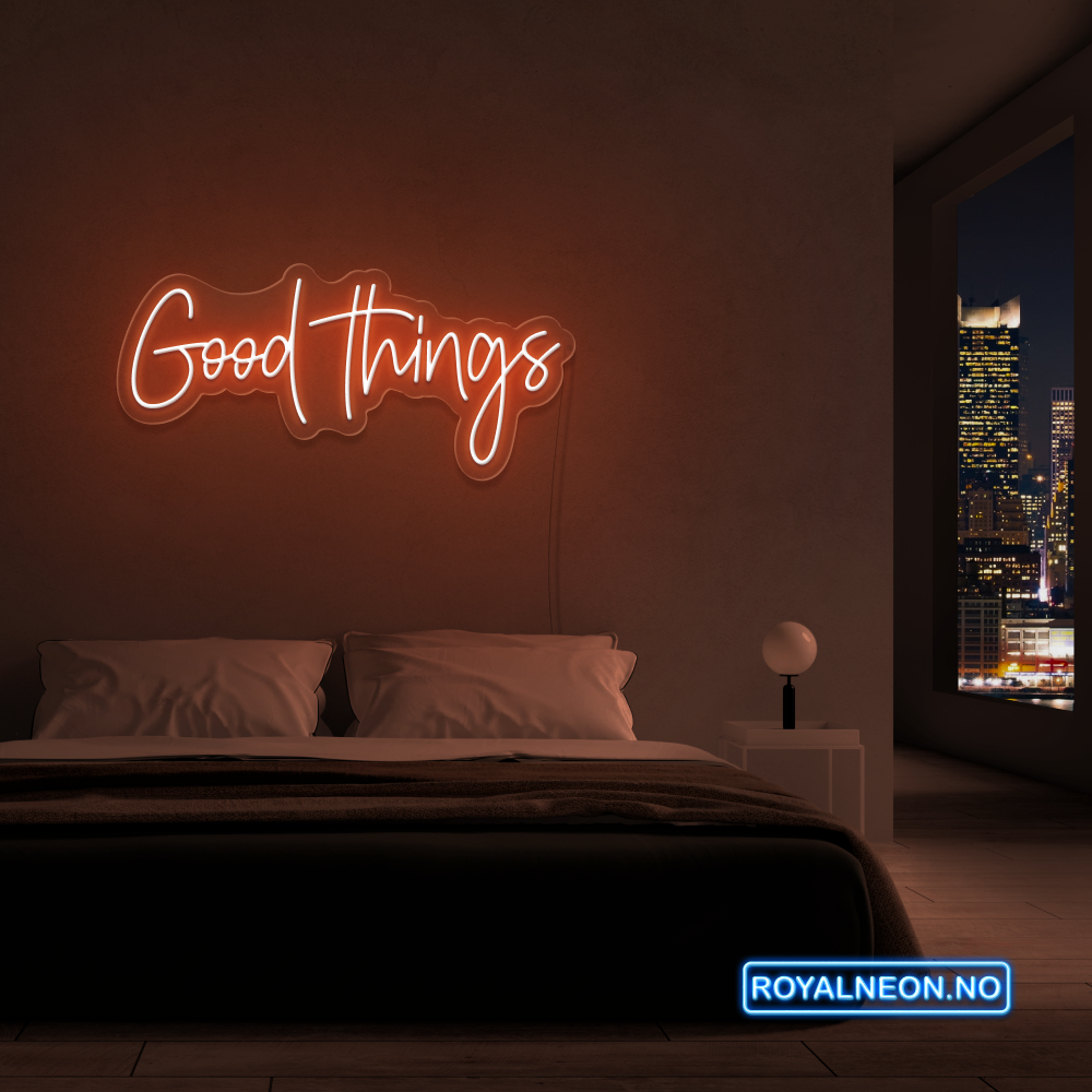 Neonskilt "Good Things" 99x47 cm. Velg ønsket farge. Bestilling!
