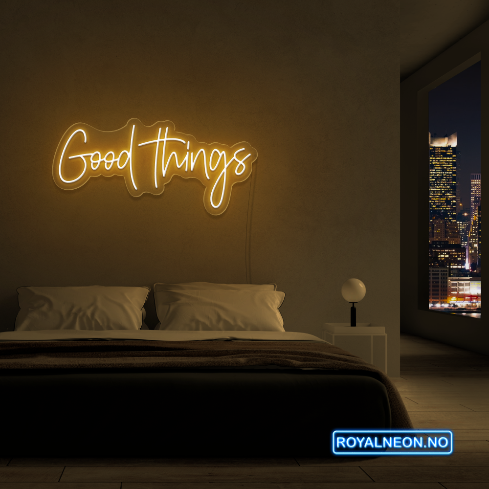 Neonskilt "Good Things" 99x47 cm. Velg ønsket farge. Bestilling!