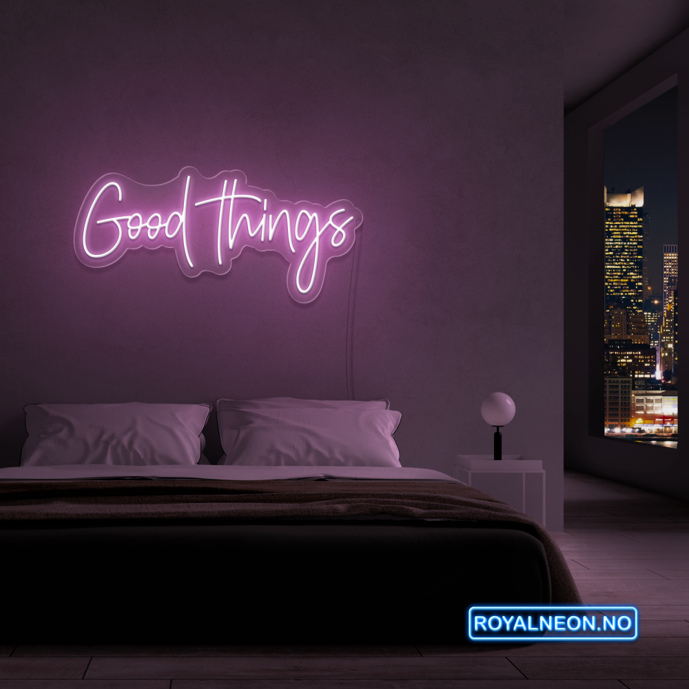 Neonskilt "Good Things" 99x47 cm. Velg ønsket farge. Bestilling!