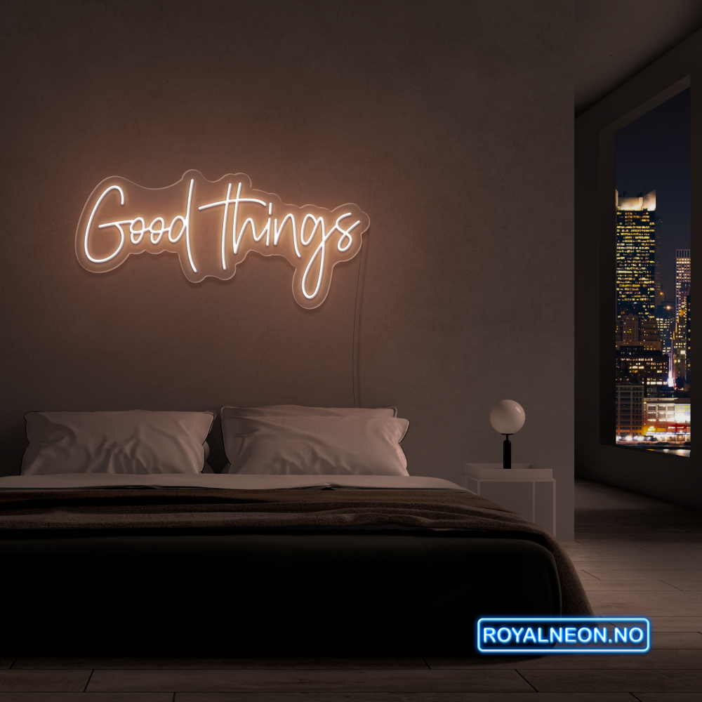 Neonskilt "Good Things" 99x47 cm. Velg ønsket farge. Bestilling!