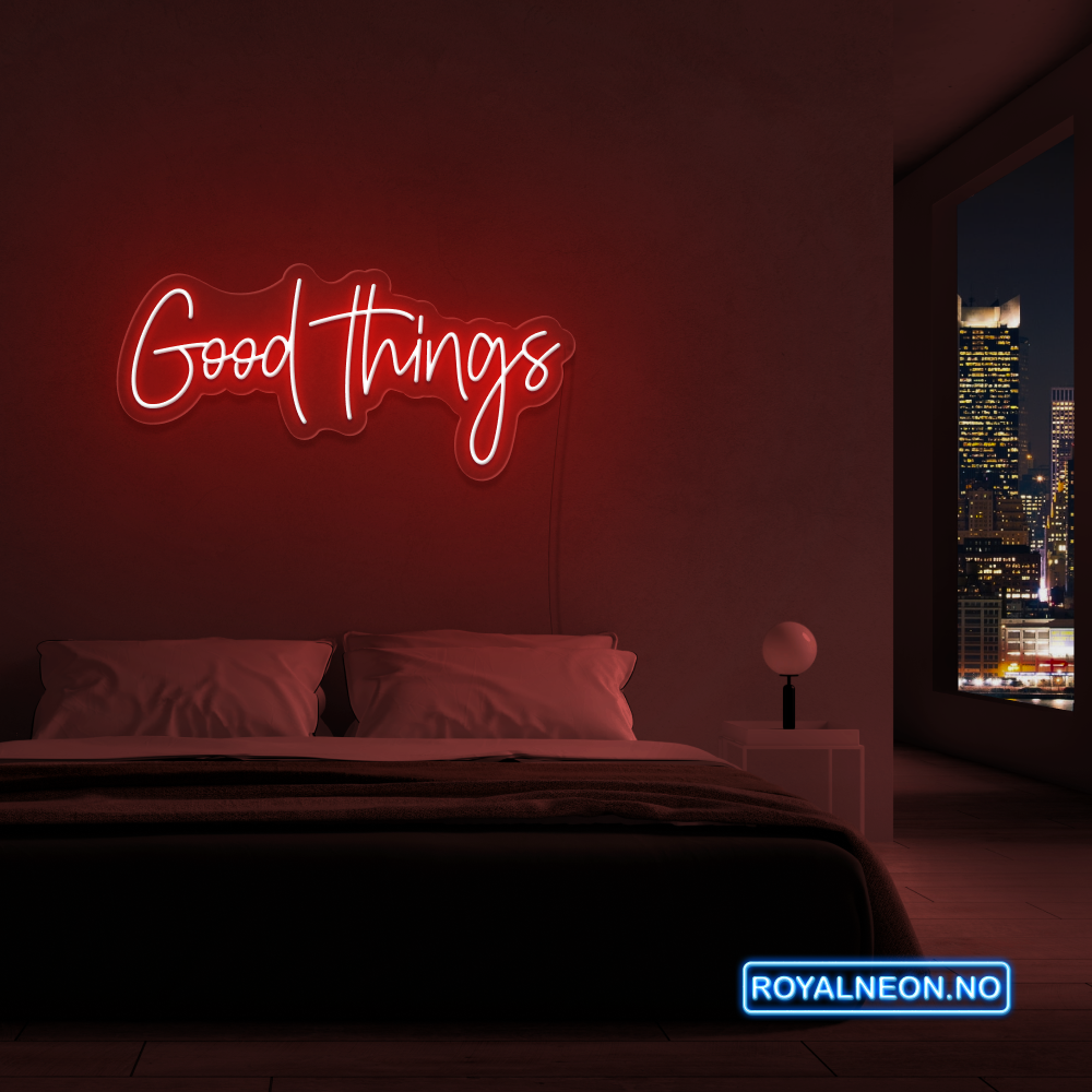 Neonskilt "Good Things" 99x47 cm. Velg ønsket farge. Bestilling!