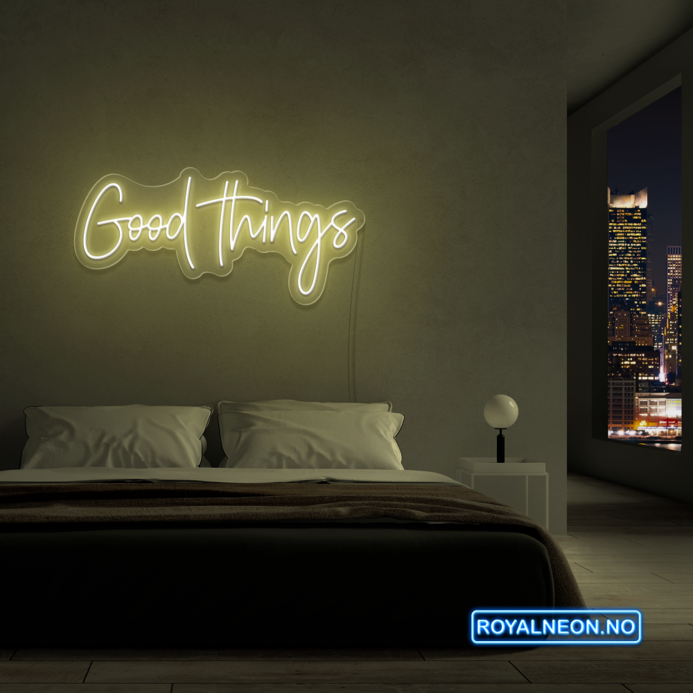 Neonskilt "Good Things" 99x47 cm. Velg ønsket farge. Bestilling!