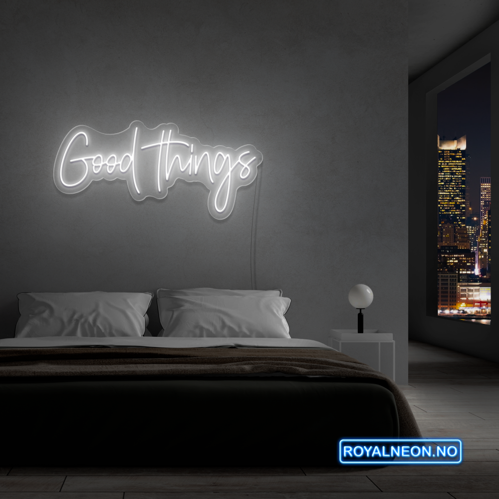 Neonskilt "Good Things" 99x47 cm. Velg ønsket farge. Bestilling!