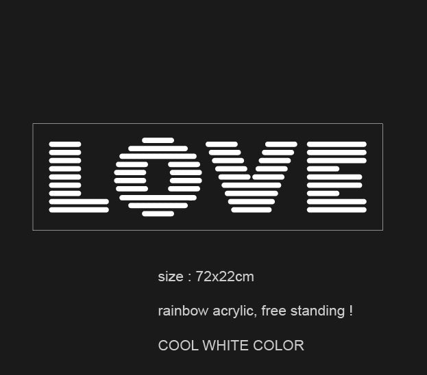 "L O V E" LED NEONSKILT. Stående 72x22 cm.