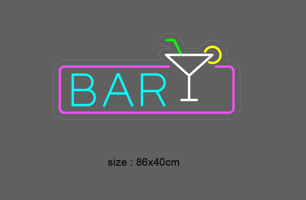 "BAR" LED NEONSKILT. 86x40 cm. Bestilling!