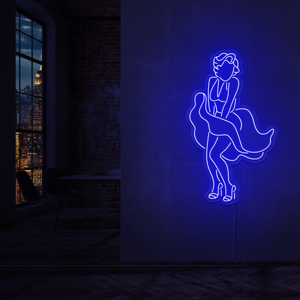"Marilyn Monroe" Led Neonskilt. Ensfarget - Bestilling!