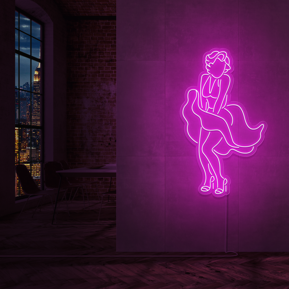 "Marilyn Monroe" Led Neonskilt. Ensfarget - Bestilling!