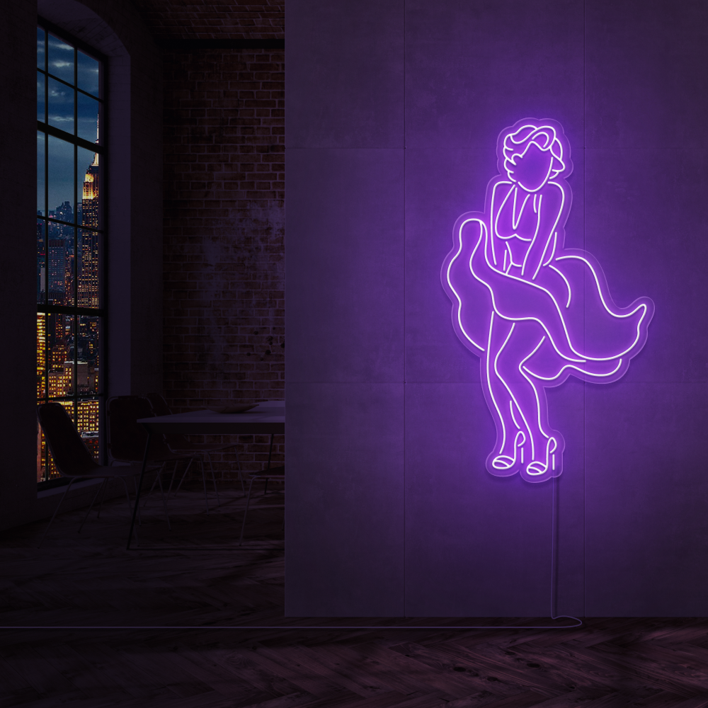 "Marilyn Monroe" Led Neonskilt. Ensfarget - Bestilling!