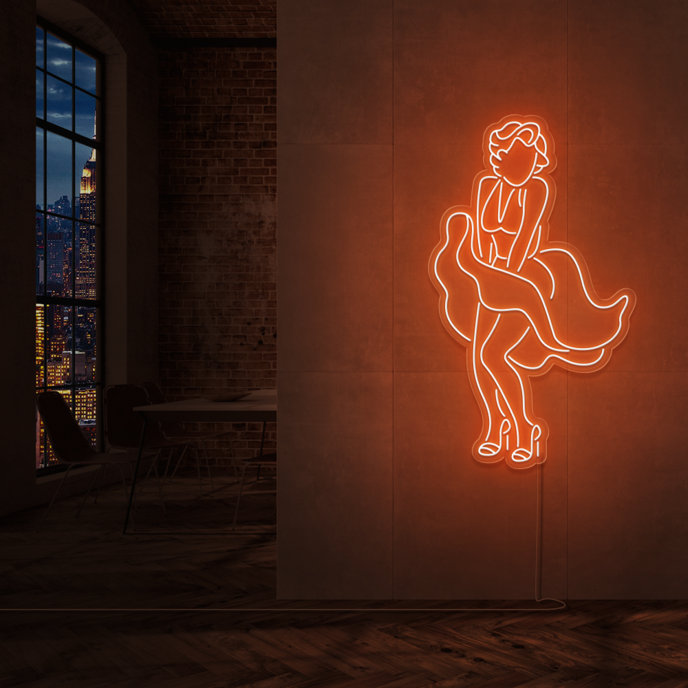 "Marilyn Monroe" Led Neonskilt. Ensfarget - Bestilling!