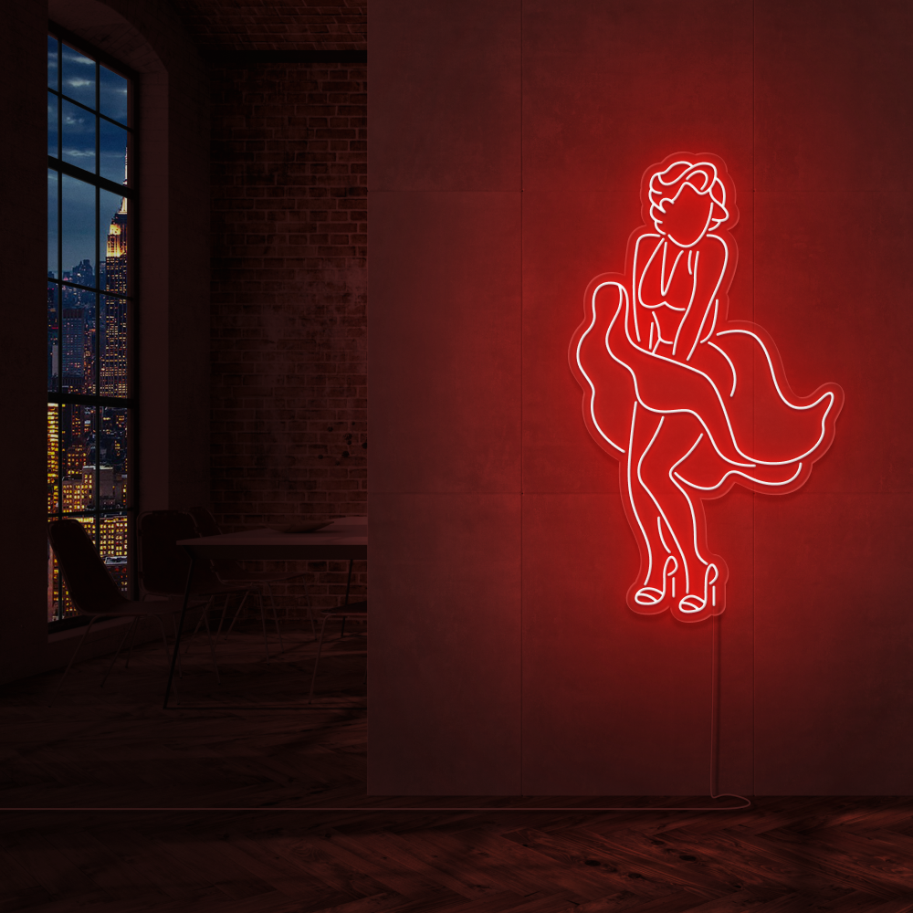 "Marilyn Monroe" Led Neonskilt. Ensfarget - Bestilling!
