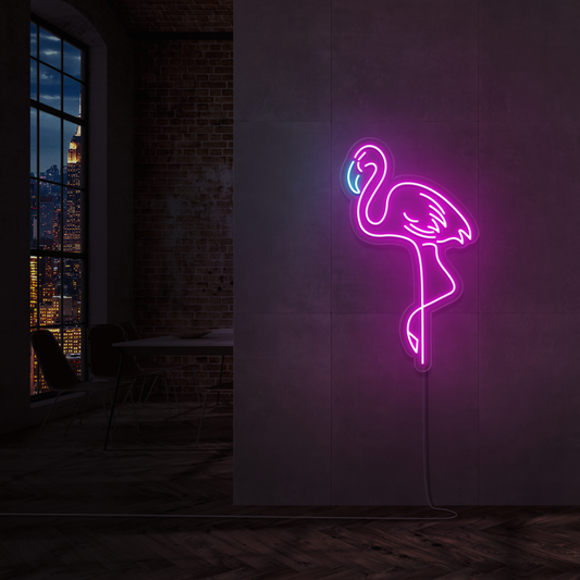 "Flamingo Tropisk" Led Neonskilt - Bestilling!