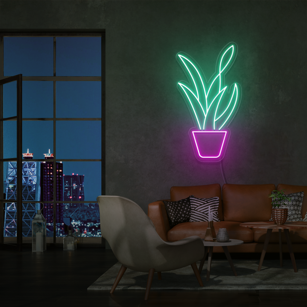 "Plante Svigermorstunge" Led Neonskilt - Bestilling!