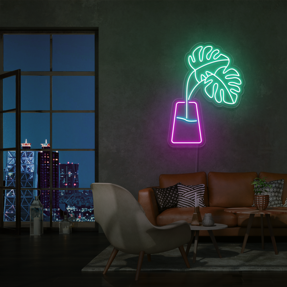 "Monstere i Vase" Led Neonskilt - Bestilling!