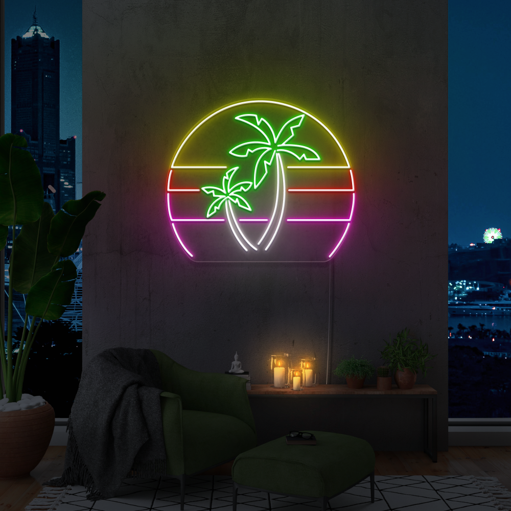 "Tropisk Sunset stor" Led Neonskilt - Bestilling!