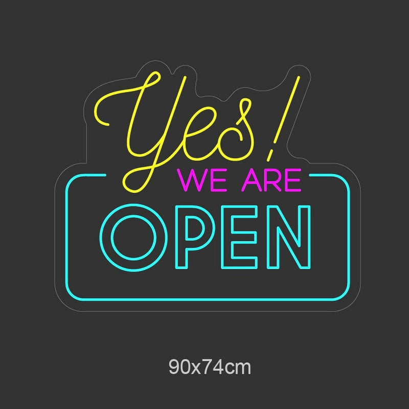 "Yes! WE ARE OPEN" Led Neonskilt - Bestilling!