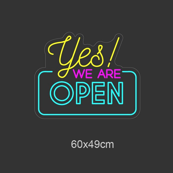 "Yes! WE ARE OPEN" Led Neonskilt - Bestilling!