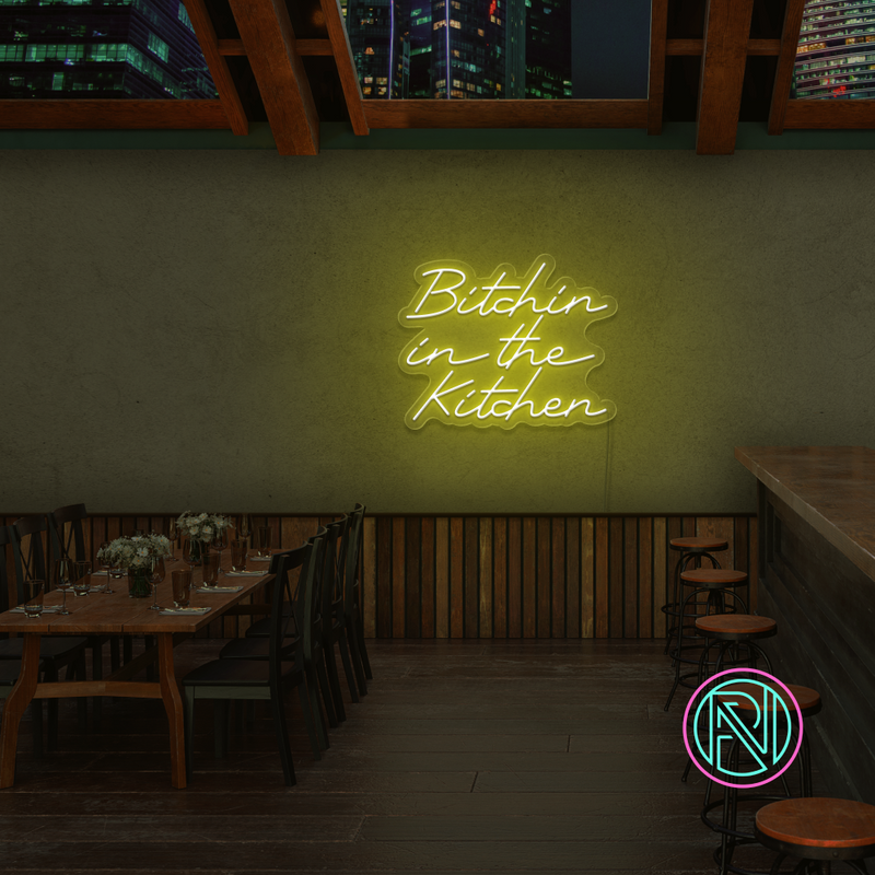 "Bitchin in the Kitchen" Led neonskilt - Bestilling!