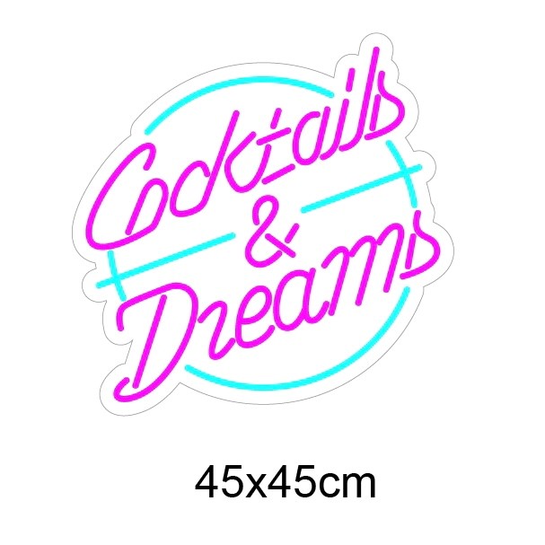 "Cocktails & Dreams" Led neonskilt. Bestilling!