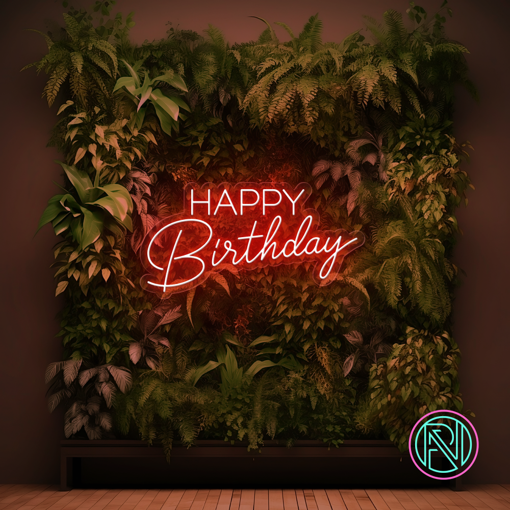"Happy Birthday" Led neonskilt. Bestilling!