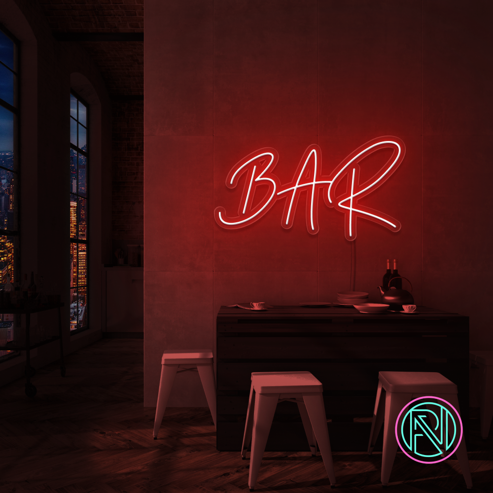 "BAR" Led neonskilt. 55x100cm. Bestilling!