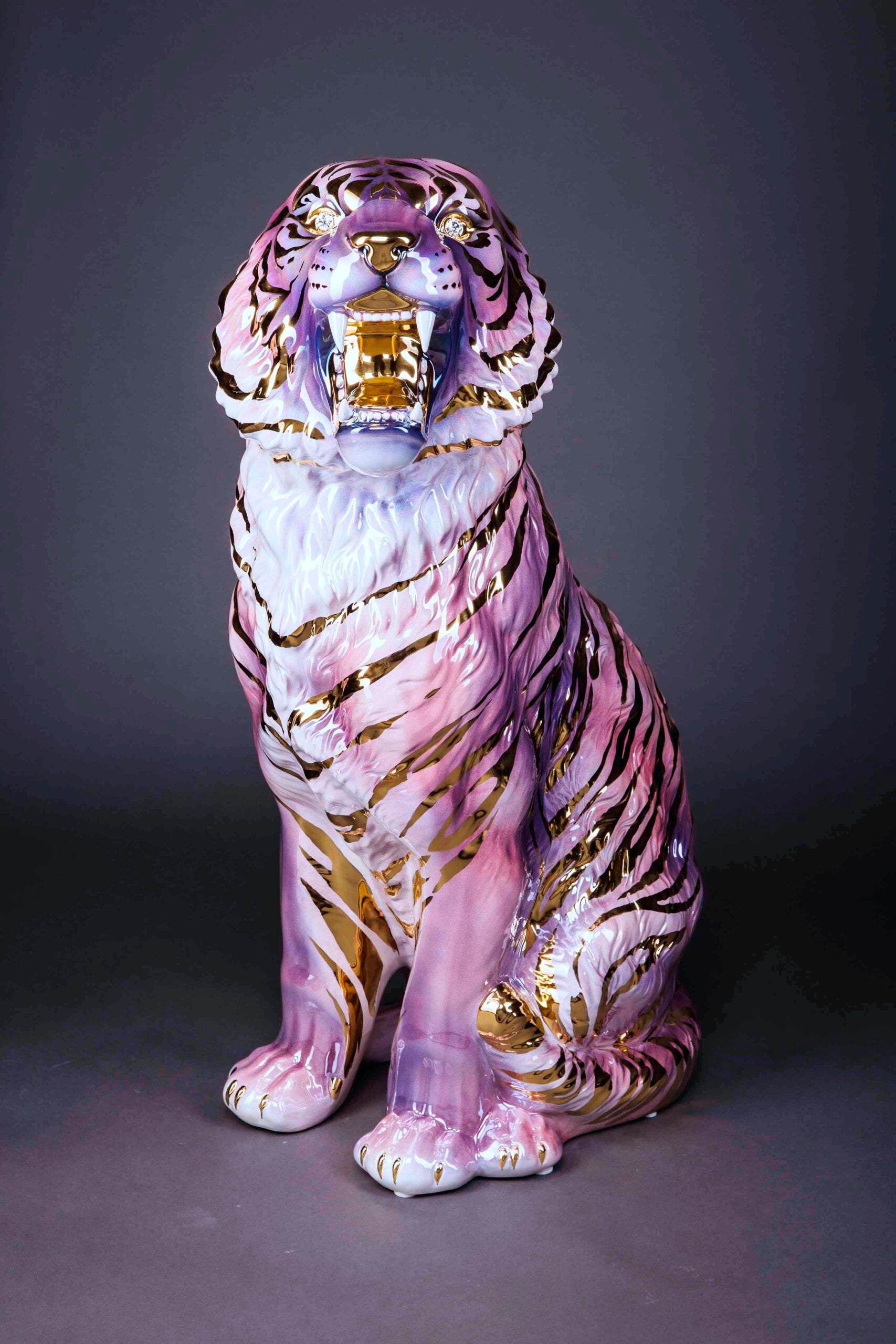 Porselen "Gull Tiger" Luksuriøs! H 92 cm. Bestilling!