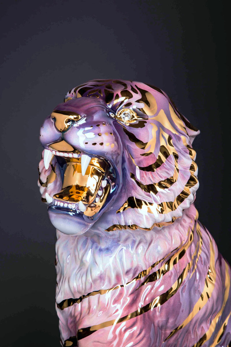 Porselen "Gull Tiger" Luksuriøs! H 92 cm. Bestilling!