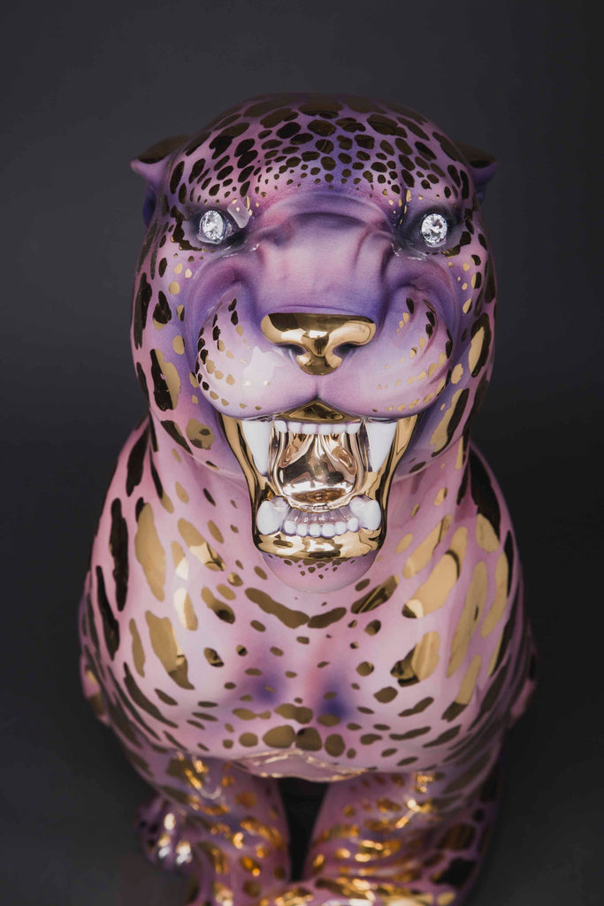 Porselen "Gull Leopard" Luksuriøs! H 95 cm.