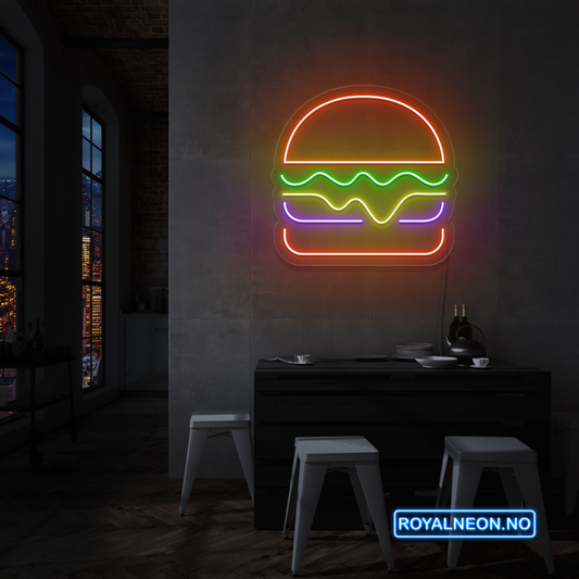 (HAMBURGER) LED NEONSKILT.Bestilling!