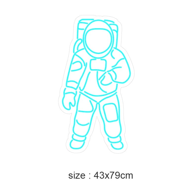 Neonskilt "SPACEMAN" Speil. Cool white