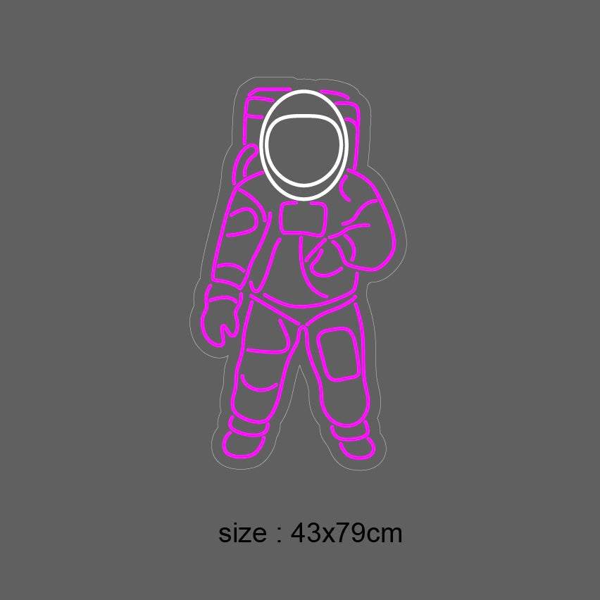 Neonskilt "SPACEMAN" Speil. Hot pink