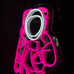 Neonskilt "SPACEMAN" Speil. Hot pink